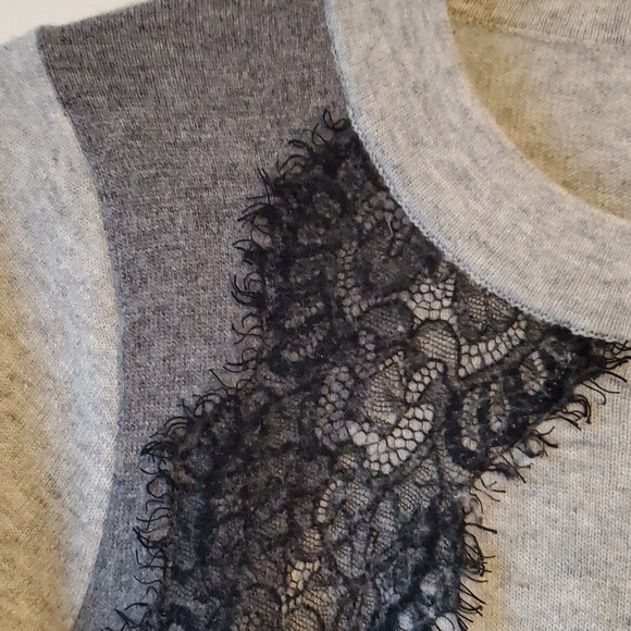 J. CREW LACE WOOL BLEND SWEATER GRAY BLACK SIZE SMALL - Picture 2 of 9